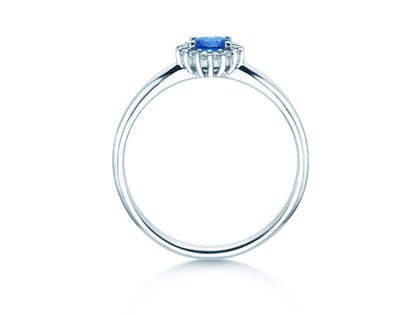 Verlovingsring Jolie Cross in 9K witgoud met saffier 0,25ct en diamanten 0,06ct