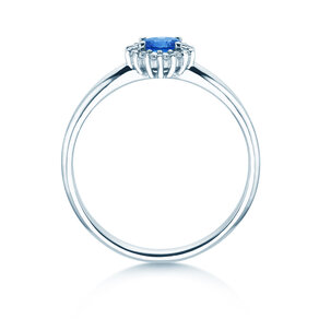 Verlovingsring Jolie Cross in 9K witgoud met saffier 0,25ct en diamanten 0,06ct