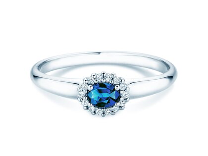 Verlovingsring Jolie Cross in 9K witgoud met saffier 0,25ct en diamanten 0,06ct