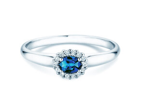 Verlovingsring Jolie Cross in 9K witgoud met saffier 0,25ct en diamanten 0,06ct