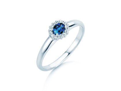 Verlovingsring Jolie Cross in 9K witgoud met saffier 0,25ct en diamanten 0,06ct