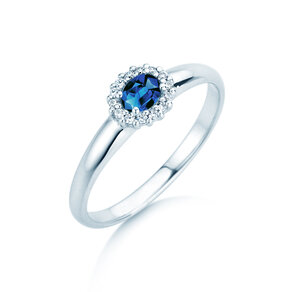 Verlovingsring Jolie Cross in 9K witgoud met saffier 0,25ct en diamanten 0,06ct