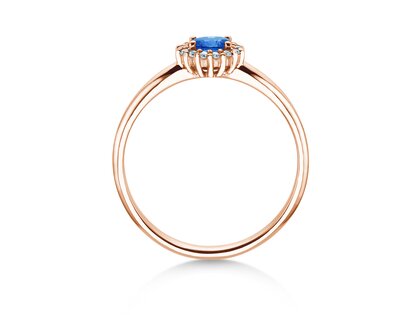 Verlovingsring Jolie Cross in 14K roségoud met saffier 0,25ct en diamanten 0,06ct