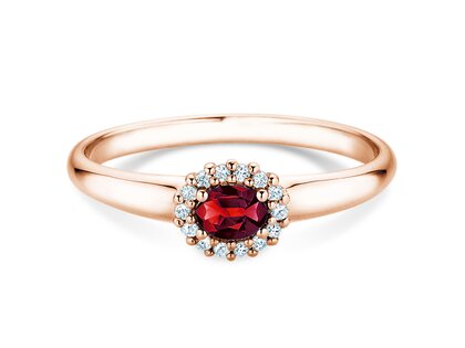 Verlovingsring Jolie Cross in 14K roségoud met robijn 0,25ct en diamanten 0,06ct
