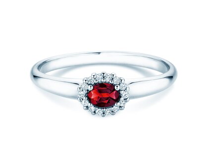 Verlovingsring Jolie Cross in 9K witgoud met robijn 0,25ct en diamanten 0,06ct