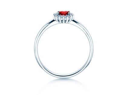 Verlovingsring Jolie Cross in 9K witgoud met robijn 0,25ct en diamanten 0,06ct
