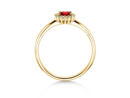 Verlovingsring Jolie Cross in 14K geelgoud met robijn 0,25ct en diamanten 0,06ct