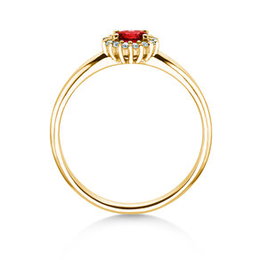 Verlovingsring Jolie Cross in 14K geelgoud met robijn 0,25ct en diamanten 0,06ct