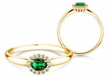 Verlovingsring Jolie Cross in 18K geelgoud met smaragd 0,25ct en diamanten 0,06ct