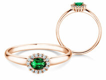Verlovingsring Jolie Cross in 18K roségoud met smaragd 0,25ct en diamanten 0,06ct
