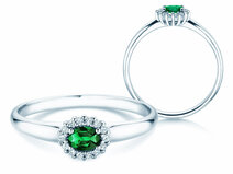 Verlovingsring Jolie Cross in 14K witgoud met smaragd 0,25ct en diamanten 0,06ct