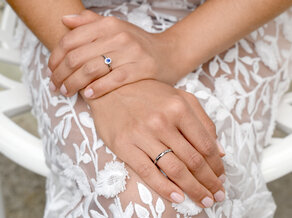 Verlovingsring Jolie in 18K witgoud met saffier 0,25ct en diamanten 0,06ct