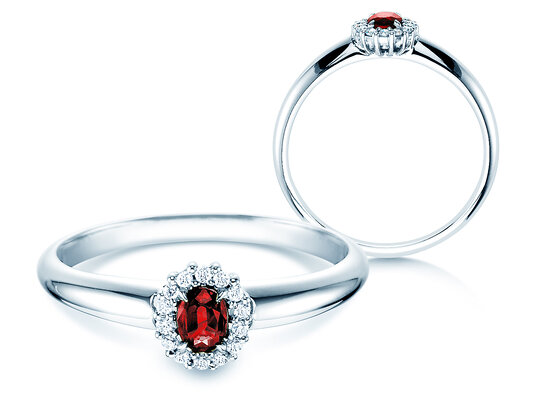 Verlovingsring Jolie in 9K witgoud met robijn 0,25ct en diamanten 0,06ct