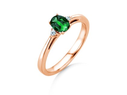 Verlovingsring Life in 9K roségoud met smaragd 0,25ct en diamanten 0,03ct