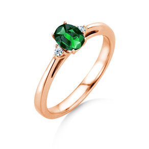 Verlovingsring Life in 9K roségoud met smaragd 0,25ct en diamanten 0,03ct