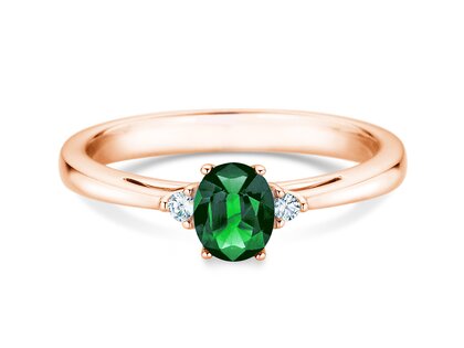 Verlovingsring Life in 9K roségoud met smaragd 0,25ct en diamanten 0,03ct