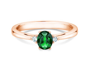 Verlovingsring Life in 9K roségoud met smaragd 0,25ct en diamanten 0,03ct