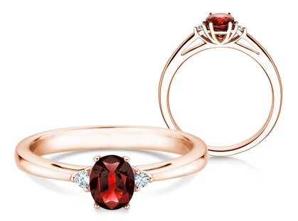 Verlovingsring Life in 14K roségoud met robijn 0,25ct en diamanten 0,03ct
