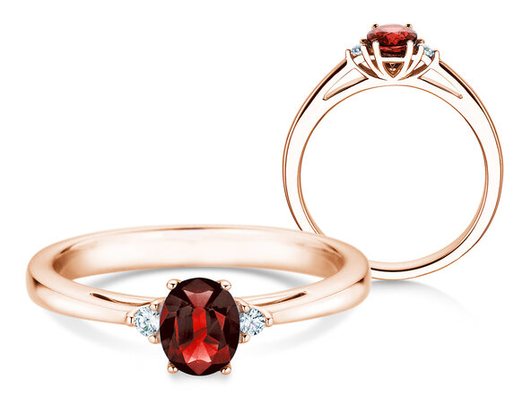 Verlovingsring Life in 9K roségoud met robijn 0,25ct en diamanten 0,03ct