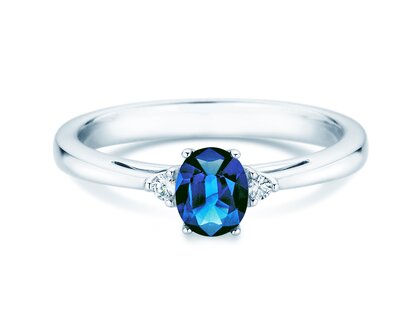 Verlovingsring Life in 14K witgoud met saffier 0,60ct en diamanten 0,03ct