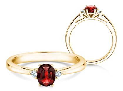 Verlovingsring Life in 14K geelgoud met robijn 0,60ct en diamanten 0,03ct