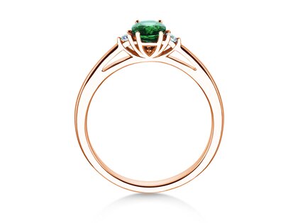 Verlovingsring Life in 9K roségoud met smaragd 0,25ct en diamanten 0,03ct
