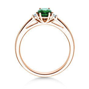 Verlovingsring Life in 9K roségoud met smaragd 0,25ct en diamanten 0,03ct