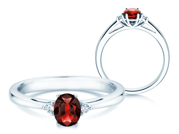 Verlovingsring Life in 9K witgoud met robijn 0,25ct en diamanten 0,03ct
