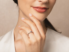 Verlovingsring Life in platina 950/- met saffier 0,25ct en diamanten 0,03ct