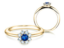 Verlovingsring Lovely in 14K geelgoud met saffier 0,33ct en diamanten 0,40ct