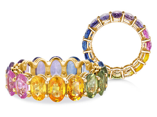Ring Rainbow Oval in 14K geelgoud met saffier 8,33ct