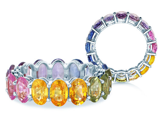 Ring Rainbow Oval in 14K witgoud met saffier 8,33ct