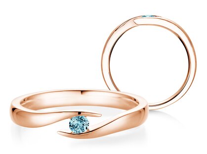 Verlovingsring Twist Colour in 9K roségoud met blauwe topaas 0,05ct
