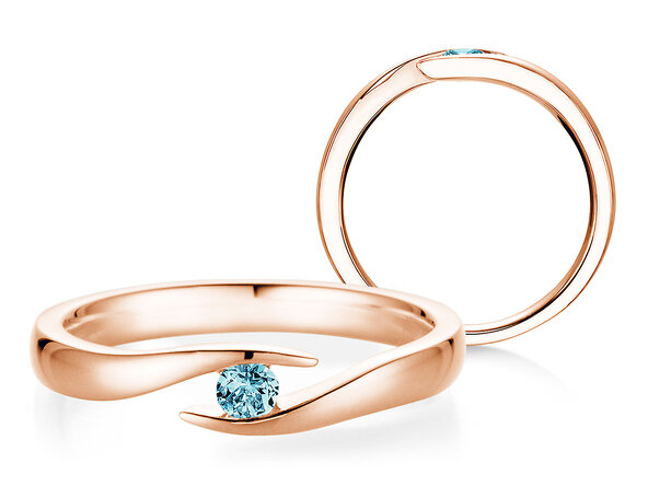 Verlovingsring Twist Colour in 9K roségoud met blauwe topaas 0,10ct