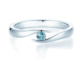 Verlovingsring Twist Colour in 14K witgoud met blauwe topaas 0,05ct