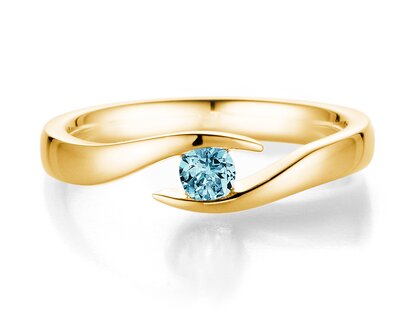 Verlovingsring Twist Colour in 9K geelgoud met blauwe topaas 0,25ct