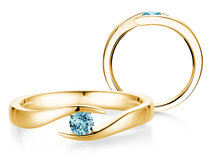Verlovingsring Twist Colour in 9K geelgoud met blauwe topaas 0,25ct