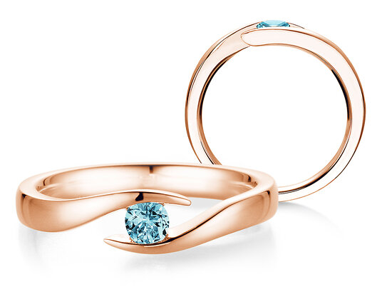 Verlovingsring Twist Colour in 9K roségoud met blauwe topaas 0,25ct