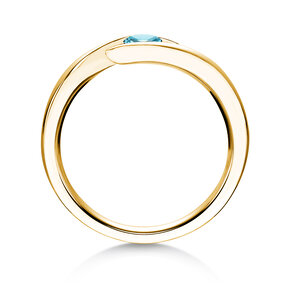 Verlovingsring Twist Colour in 9K geelgoud met blauwe topaas 0,25ct