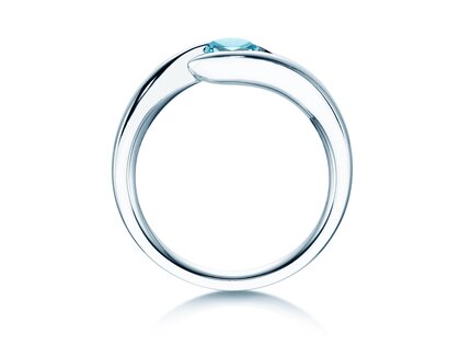 Verlovingsring Twist Colour in 9K witgoud met blauwe topaas 0,50ct