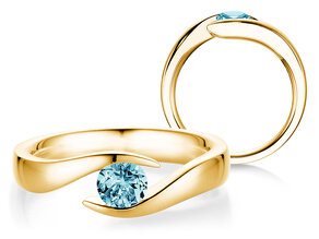 Verlovingsring Twist Colour in 9K geelgoud met blauwe topaas 0,50ct