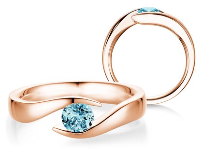 Verlovingsring Twist Colour in 9K roségoud met blauwe topaas 0,50ct