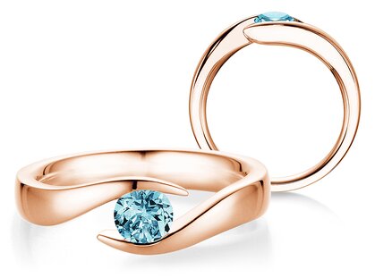 Verlovingsring Twist Colour in 9K roségoud met blauwe topaas 0,50ct