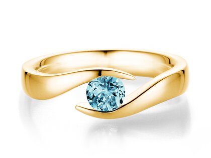 Verlovingsring Twist Colour in 9K geelgoud met blauwe topaas 0,50ct