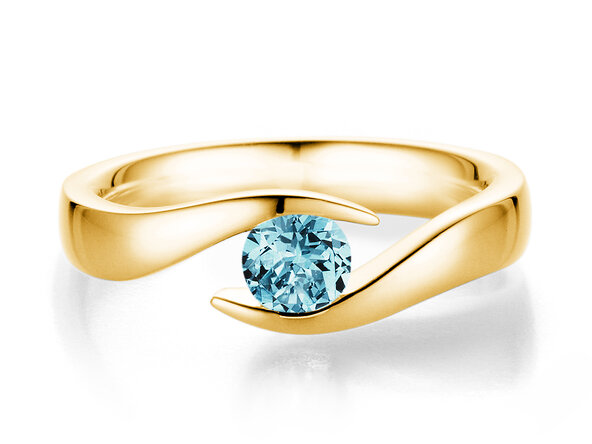 Verlovingsring Twist Colour in 9K geelgoud met blauwe topaas 0,50ct