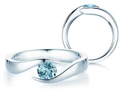 Verlovingsring Twist Colour in 14K witgoud met blauwe topaas 0,50ct