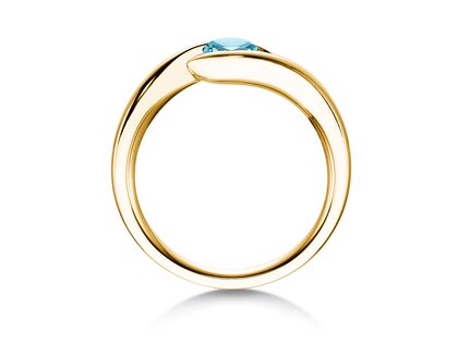 Verlovingsring Twist Colour in 9K geelgoud met blauwe topaas 0,50ct