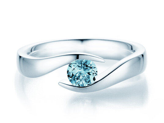 Verlovingsring Twist Colour in 9K witgoud met blauwe topaas 0,50ct