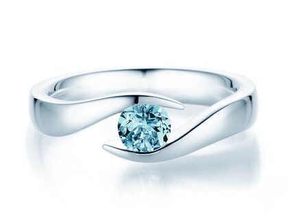 Verlovingsring Twist Colour in 9K witgoud met blauwe topaas 0,50ct