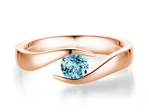 Verlovingsring Twist Colour in 9K roségoud met blauwe topaas 0,50ct